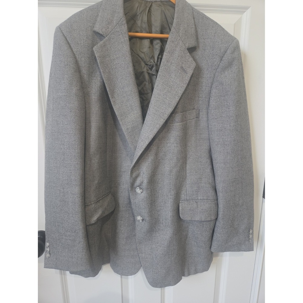 Vintage Warren Sewell Men's Herringbone Suit Jacket Blazer Gray 44R Made In USA